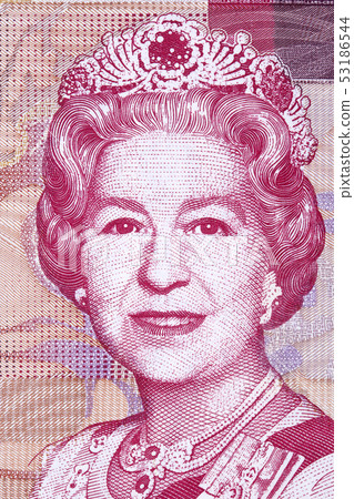 Elizabeth II a portrait from Bahamian money  53186544