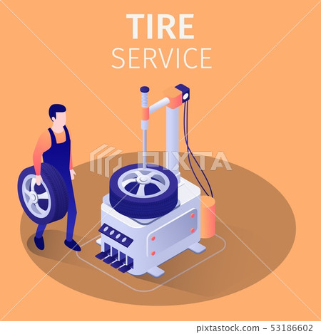 Tire Service in Modern Car Repair Automotive Shop Tire Service in Modern Car Repair Automotive Shop 53186602