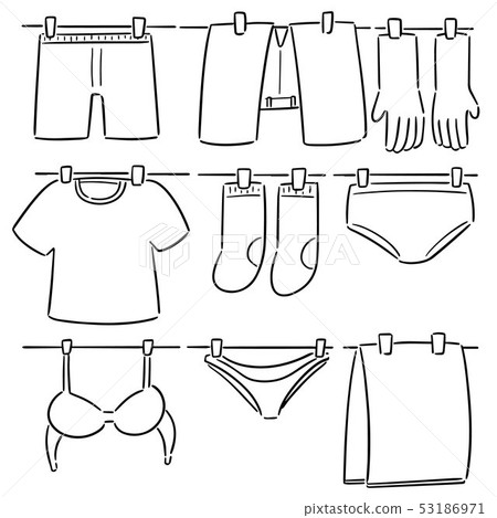 vector set of drying clothes 53186971