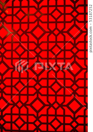 Stained glass texture. Geometric design on red Stained glass texture. Geometric design on red 53187252