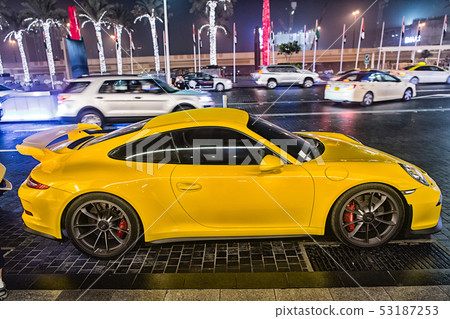 Supercar Porsche 911 Carrera 4 GTS huricane yellow Supercar Porsche 911 Carrera 4 GTS huricane yellow 53187253