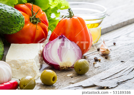 Greek salad ingredients Greek salad ingredients 53189386
