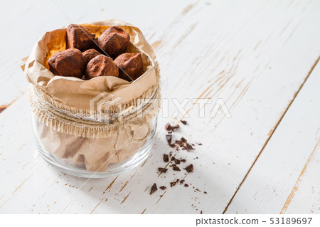 Chocolate truffes candies and ingredients 53189697