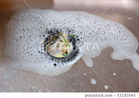 Clogged and dirty waste-sink in the kitchen. Clogged and dirty waste-sink in the kitchen. 53191645