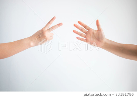 Scissors and paper symbol in rock paper scissors. Scissors and paper symbol in rock paper scissors. 53191796