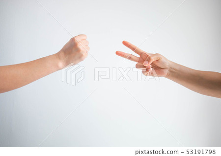 Hammer and scissors symbol in rock paper scissors. 53191798
