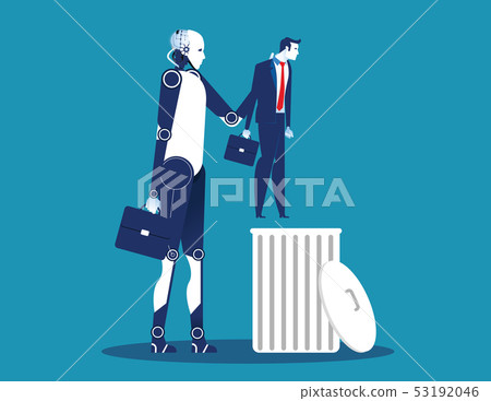 Robot vs human. Work replace human technology. Robot vs human. Work replace human technology. 53192046