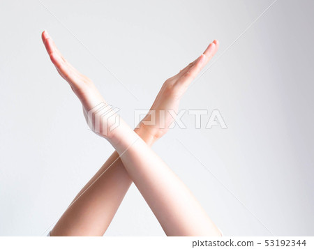 Arms crossing; concept of wrong or foul in game. 53192344