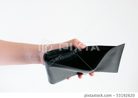 Empty wallet in hand on white background. 53192620