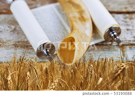 Symbols of jewish holiday Shavuot torah and shofar 53193088