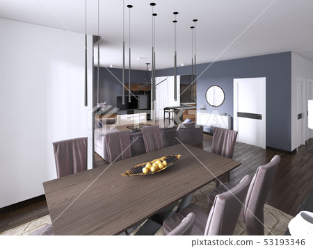 Nicely decorated luxury living, dining room. 53193346