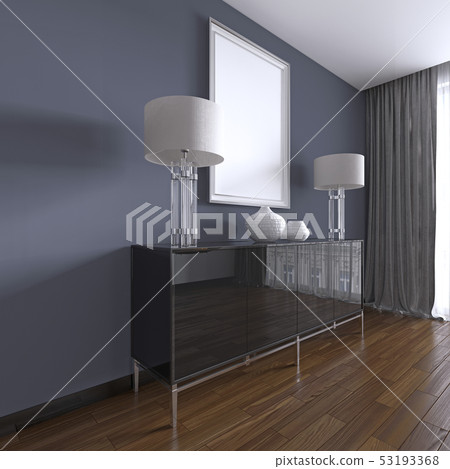 black chest of drawers with table lamps and a black chest of drawers with table lamps and a 53193368