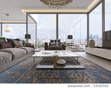 Luxury living room studio with kitchen and dining 53193593