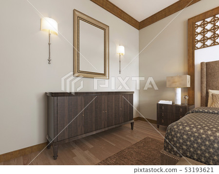 Wooden chest of drawers with a picture above and 53193621