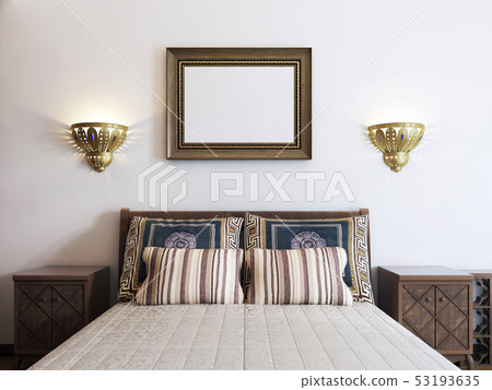 The large bed in the bedroom is middle eastern The large bed in the bedroom is middle eastern 53193635