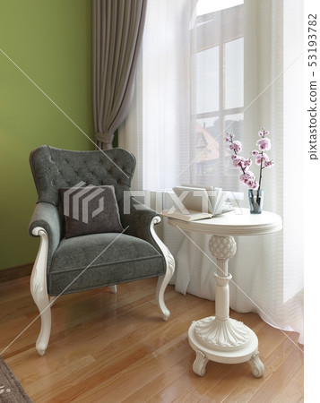 Classic Armchair With White Coffee Table Eastern Stock
