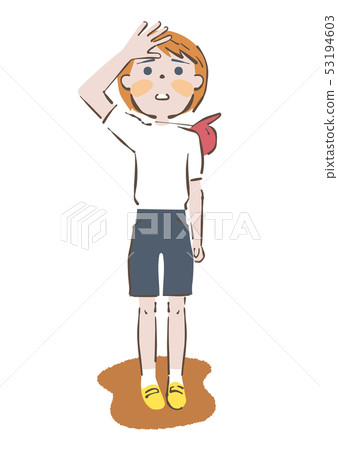 不安地註視著天空的女孩的例證 插圖素材 圖庫