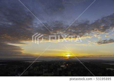 New year sunrise at sunrise misty pale 53195895