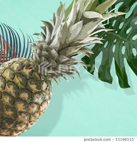 Background-Tropical-Monstera-Pineapple-Palm-Blue 53196515