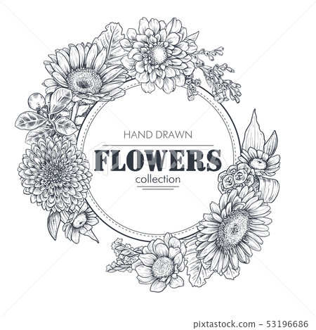 Floral backgrounds with hand drawn flowers and plants 53196686