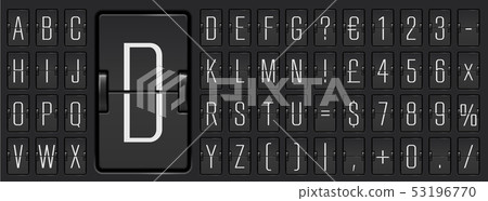 Black scoreboard abc font with numbers for showing flight departure, destination or arrival 53196770