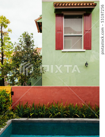 Colourful Mediterranean style building with Colourful Mediterranean style building with 53197256