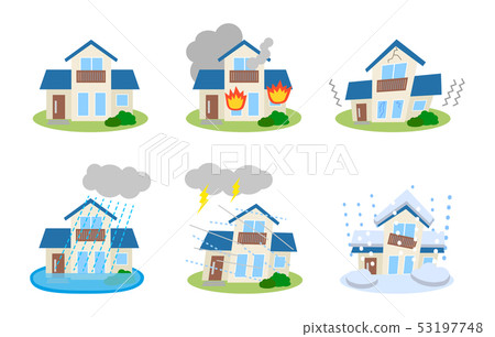 Vector illustration set of houses in disaster 53197748