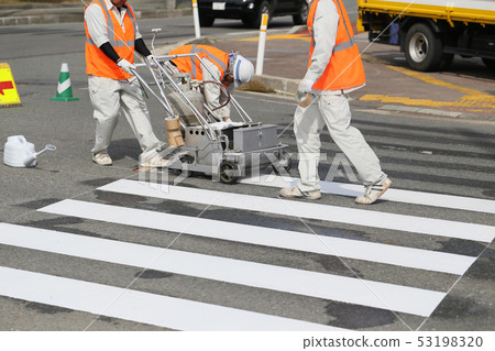 Painting work of pedestrian crossing 53198320