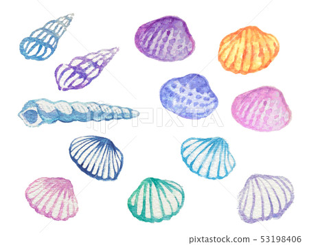 Shellfish watercolor illustration set (colorful) Shellfish watercolor illustration set (colorful) 53198406