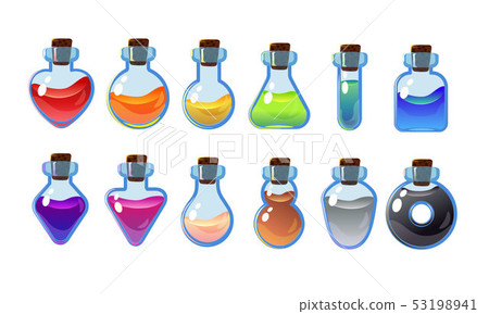 Set bottles with different potions. Game interface 53198941
