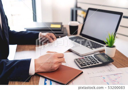 strategy analysis concept, Businessman working  53200083
