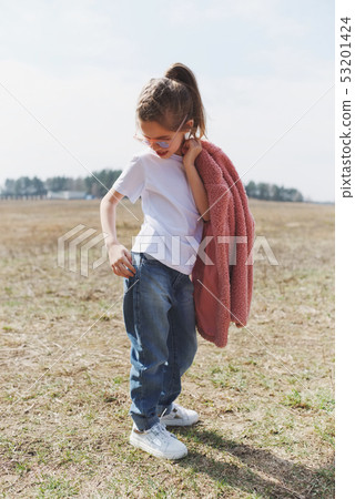 cute little girl with red coat cute little girl with red coat 53201424