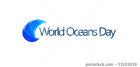 World Oceans Day design template. Ocean health protect graphic symbol. Nature care logo. Environment 53203039