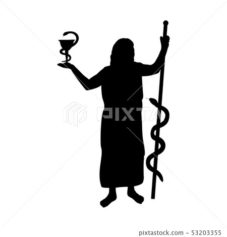 Asclepius god medicine silhouette ancient mythology fantasy 53203355
