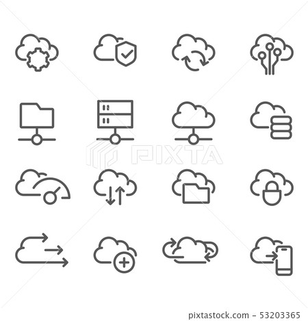 Cloud computing line icons set - data sync, Cloud computing line icons set - data sync, 53203365
