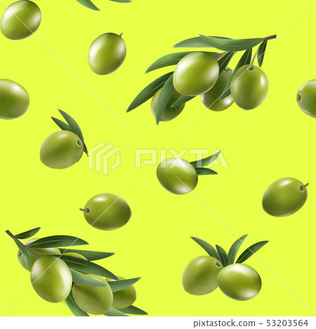 Vector seamless pattern with green olives on... - Stock Illustration ...