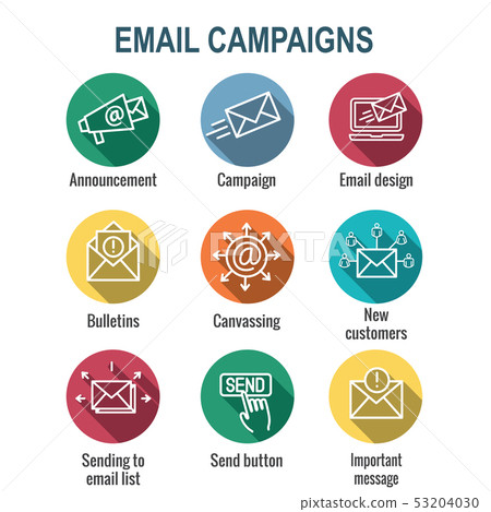 Email Marketing Campaigns Icon Set With Email Stock Illustration