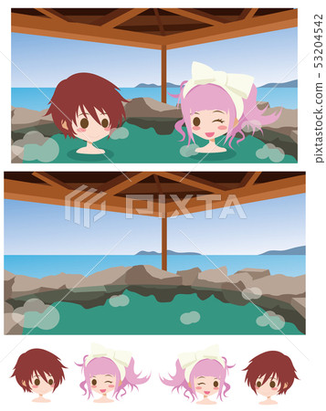 Hot spring illustration - Stock Illustration [53204542] - PIXTA