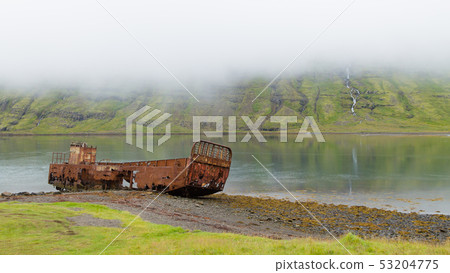Shipwreck from Mjoifjordur fiord, east Iceland. 53204775