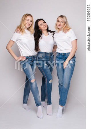 white shirt and blue jeans ladies