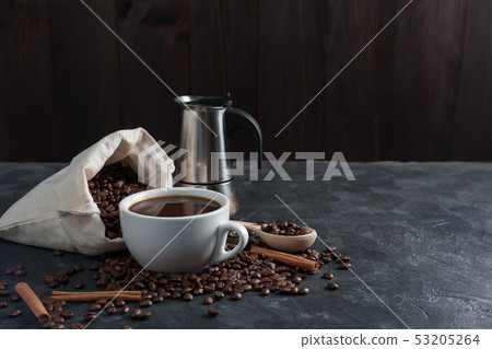 Morning with aromatic black coffee Morning with aromatic black coffee 53205264