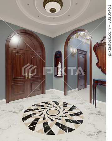 The luxurious apartment hall in a classic style The luxurious apartment hall in a classic style 53205451
