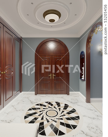 The luxurious apartment hall in a classic style The luxurious apartment hall in a classic style 53205456