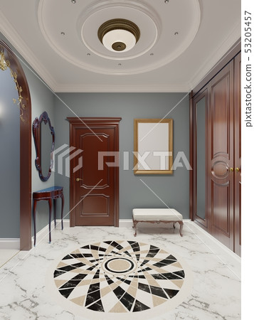 The luxurious apartment hall in a classic style The luxurious apartment hall in a classic style 53205457