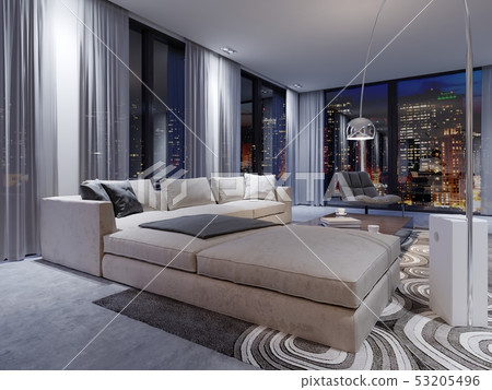 Contemporary apartments with a large white sofa Contemporary apartments with a large white sofa 53205496