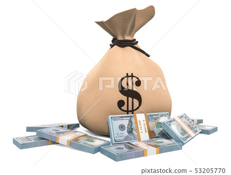Money bag with dollar packs, 3D rendering Money bag with dollar packs, 3D rendering 53205770