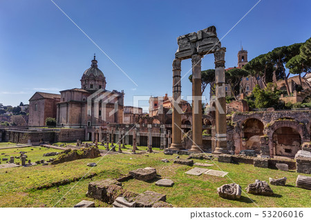Architectural excavations in Roman Forum. Outdor Italy Architectural excavations in Roman Forum. Outdor Italy 53206016