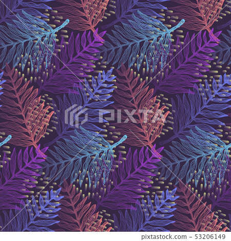 Deep magic pattern with tropical fern leaves Deep magic pattern with tropical fern leaves 53206149