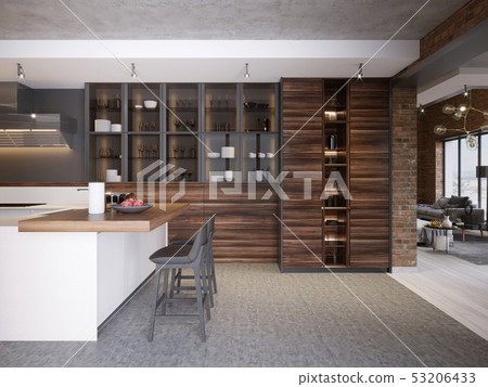 Modern design kitchen interior in contemporary 53206433