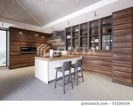 Modern design kitchen interior in contemporary Modern design kitchen interior in contemporary 53206504